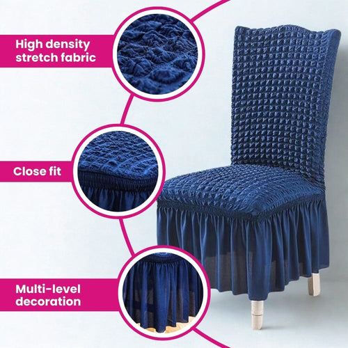 Bubble  Dark Green Dining Chair Cover - Micro Fibre Collection