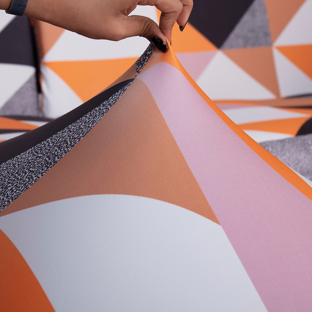 Prism Orange L-Shape Sofa Cover - Stain Proof, Dust Proof, Super Strechable & Machine Washable