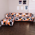 Prism Orange L-Shape Sofa Cover - Stain Proof, Dust Proof, Super Strechable & Machine Washable