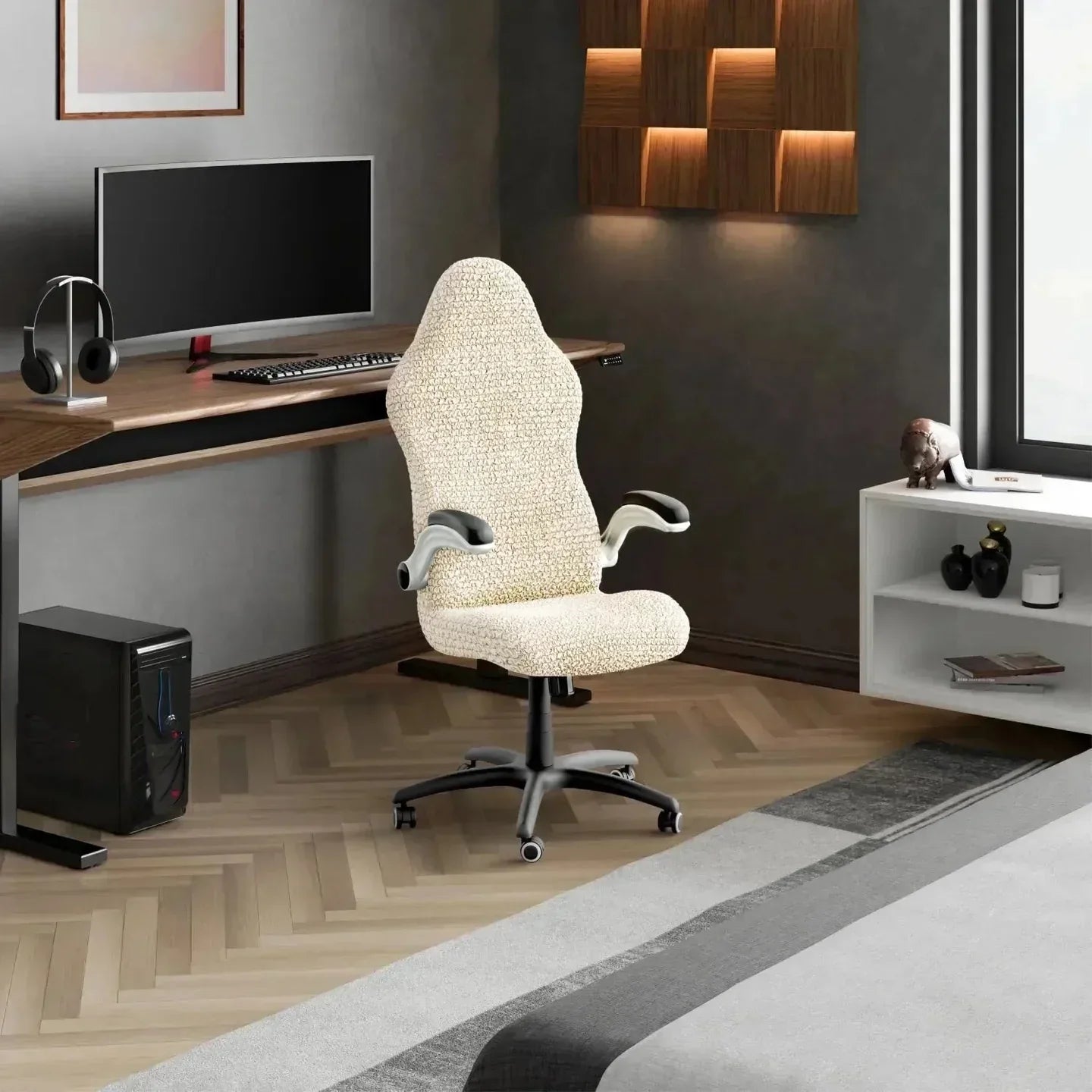 Bubble Cream Chair Cover - Fit For All Size Office Chair Slipcover, Microfibra Collection