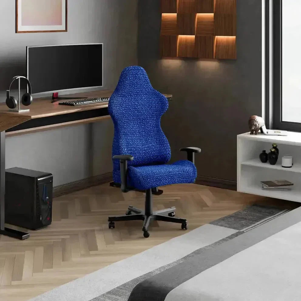 Bubble Blue Chair Cover - Fit For All Size Office Chair Slipcover, Microfibra Collection