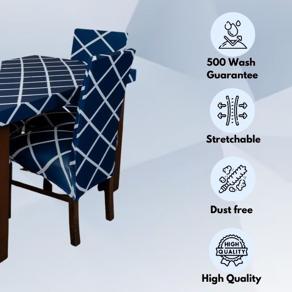 Navy Blue Checks Covers – Dustproof, Stain-Free, Water Resistant & Washable