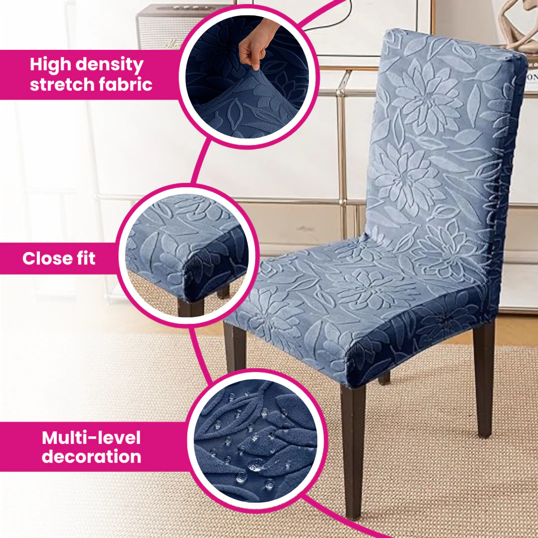 Majestic Jacquard Dark Blue Elastic Chair Cover – Stretchable, Dustproof, Machine Washable