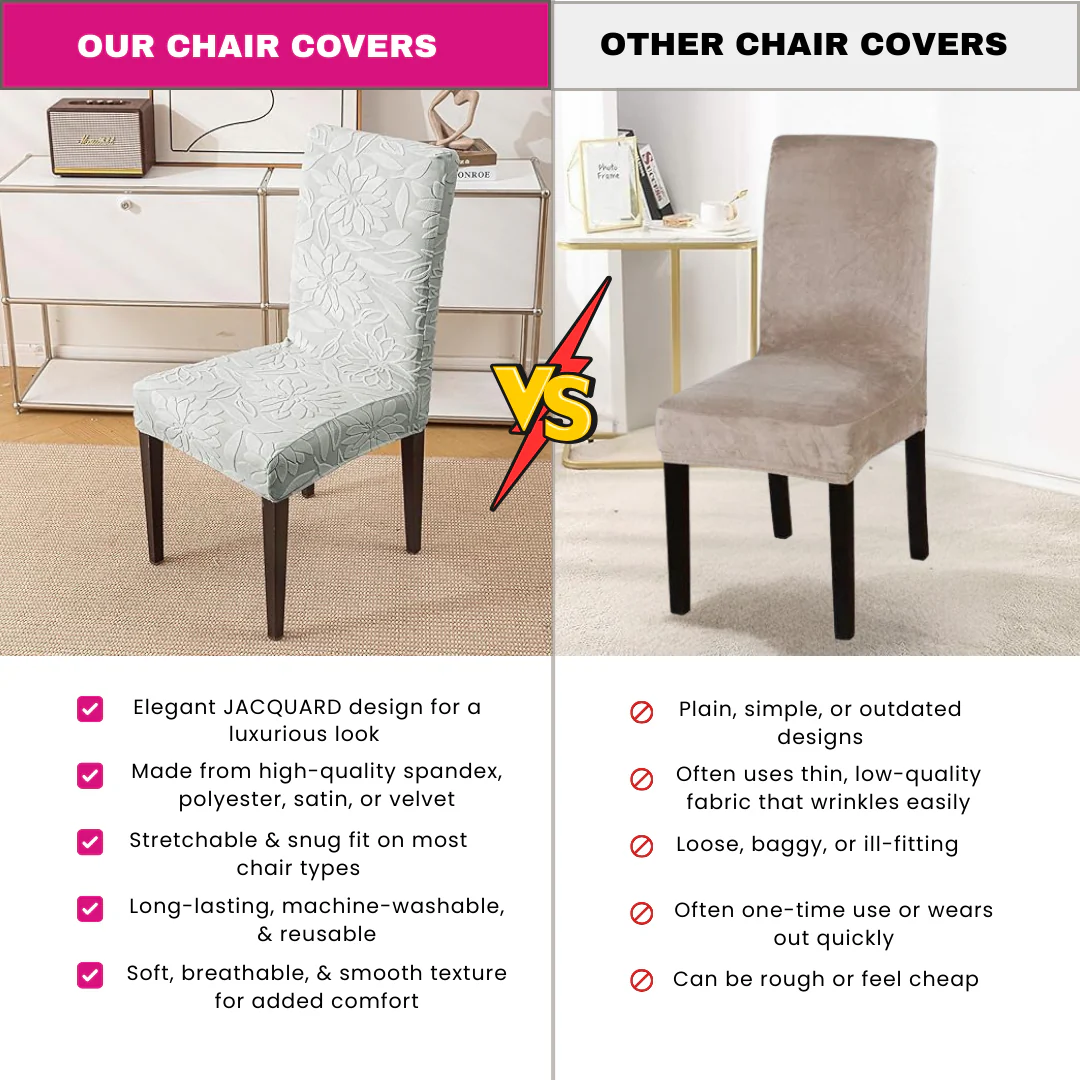 Majestic Jacquard Dark Grey Elastic Chair Cover – Stretchable, Dustproof, Machine Washable