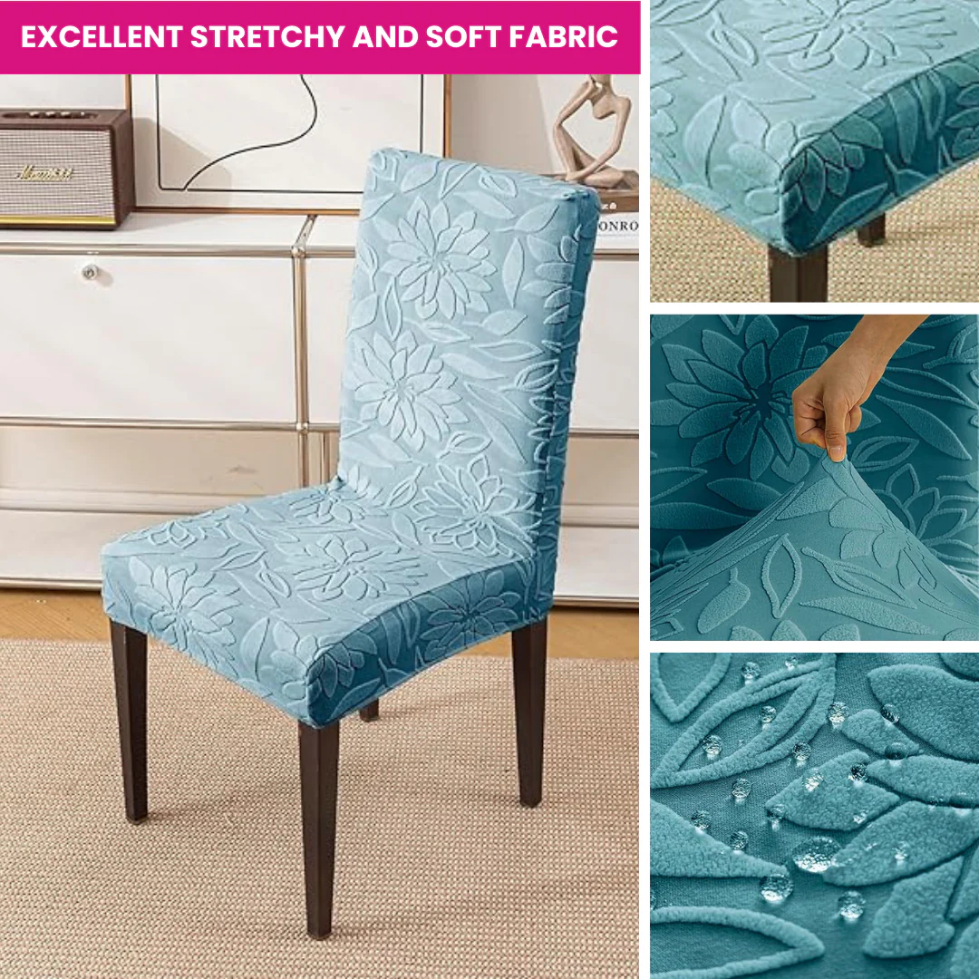 Majestic Jacquard Dark Blue Elastic Chair Cover – Stretchable, Dustproof, Machine Washable