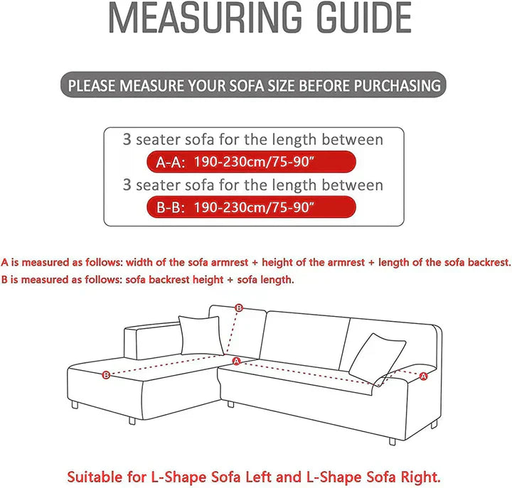 L-Shape Sofa Cover - Charcol Fern
