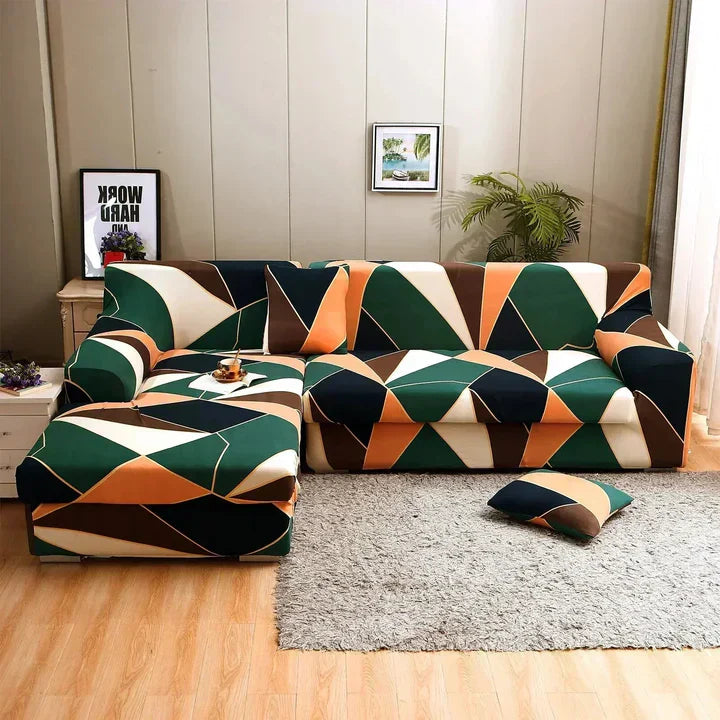 L-Shape Sofa Cover - Peach Prism