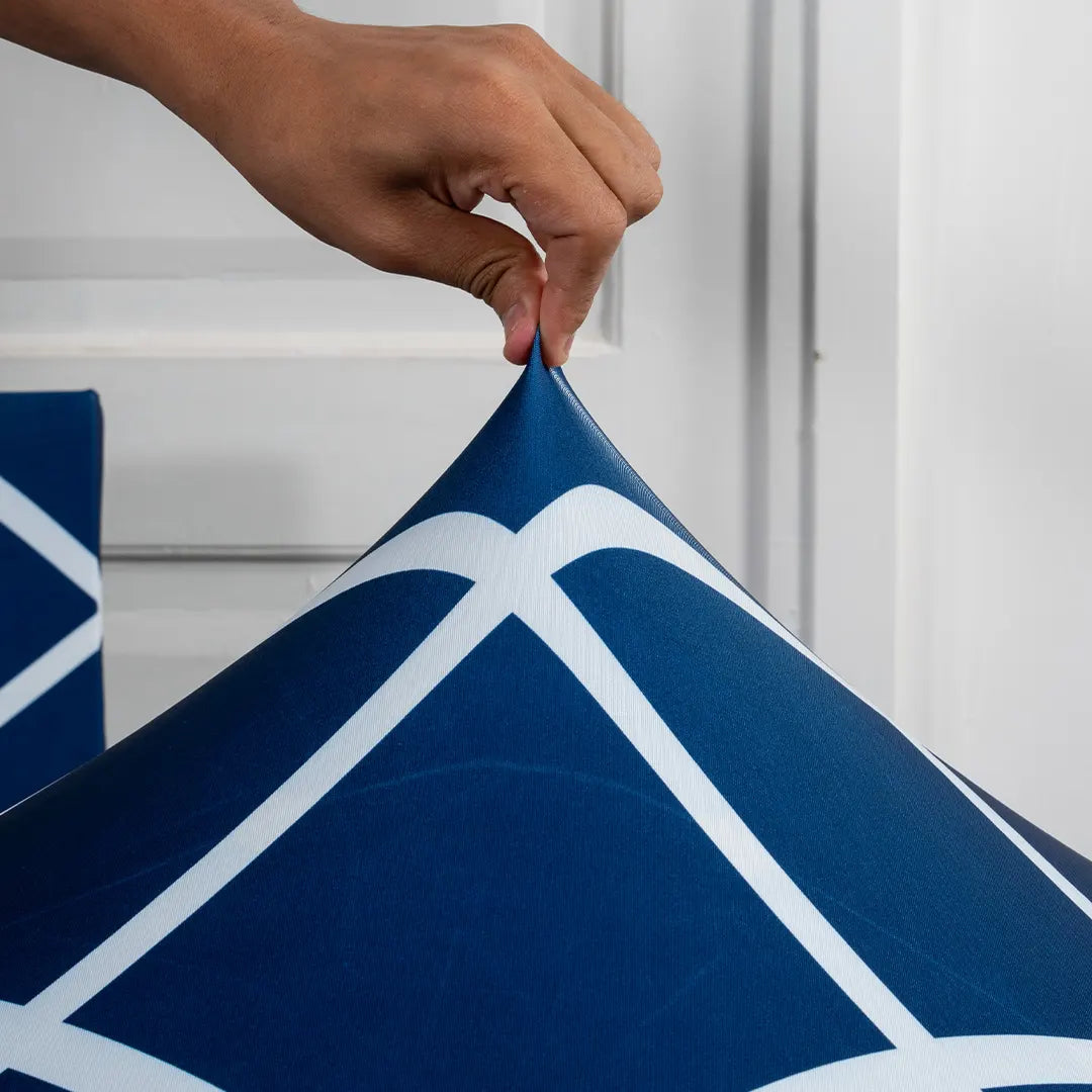 Navy Blue Checks Covers – Dustproof, Stain-Free, Water Resistant & Washable