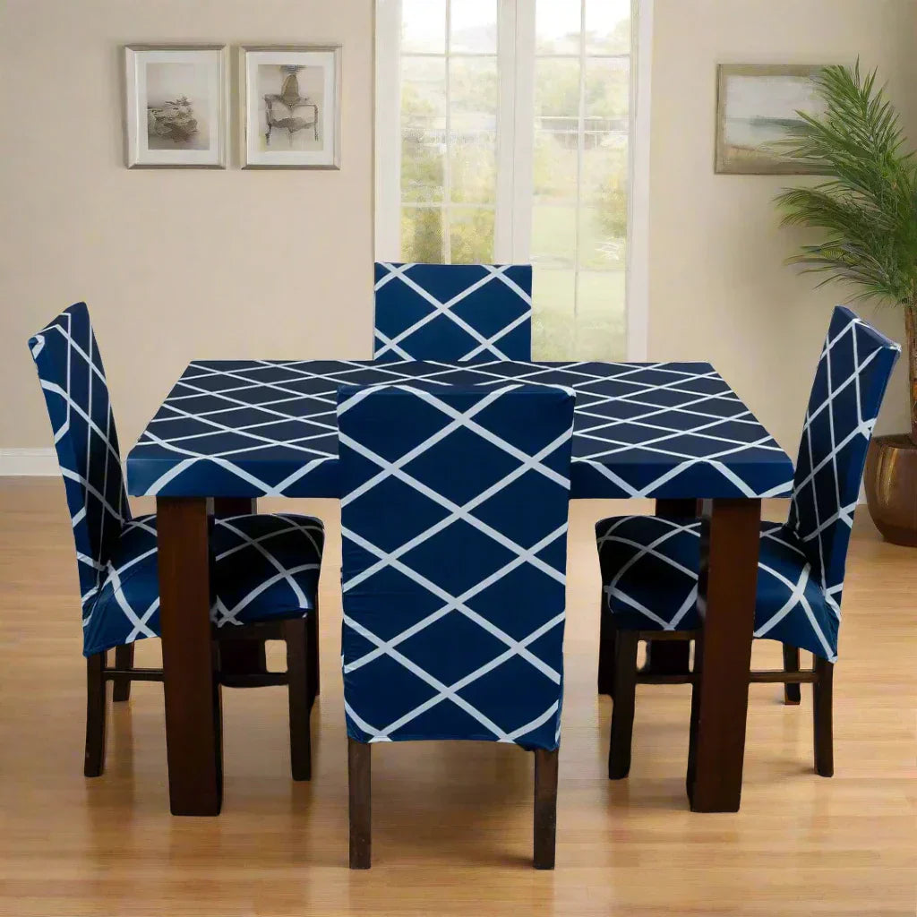 Navy Blue Checks Covers – Dustproof, Stain-Free, Water Resistant & Washable